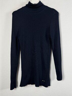 Leif Nelson Mens Navy Ribbed Knit Turtleneck Sweater 4XL Lightweight Stretchy